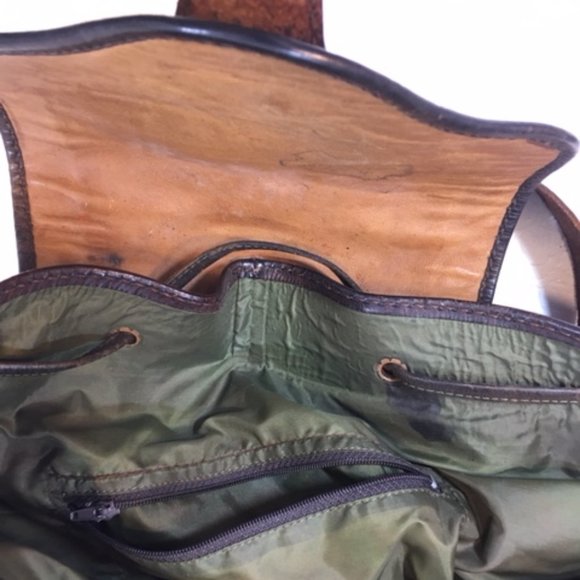 Genuine Leather Rainbow Woven Natural Dyes Textile Backpack Made in Bolivia BOHO - Picture 14 of 16